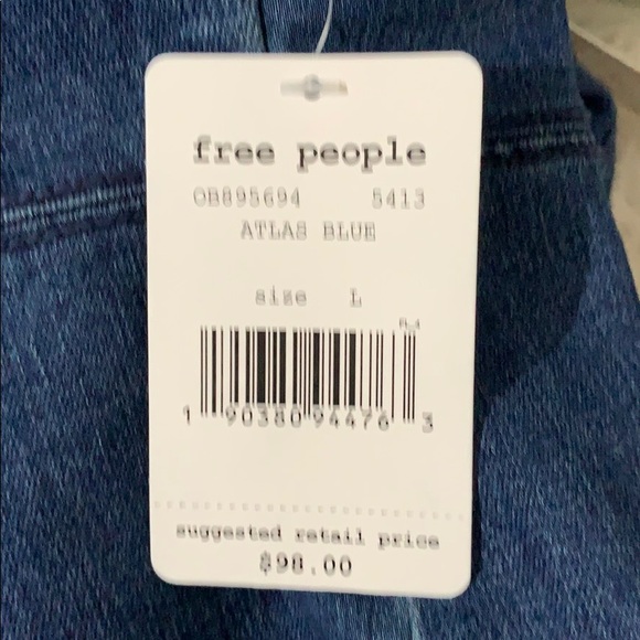 FREE PEOPLE LIA BLUE DENIM MINI DRESS SIZE LARGE - Picture 7 of 8